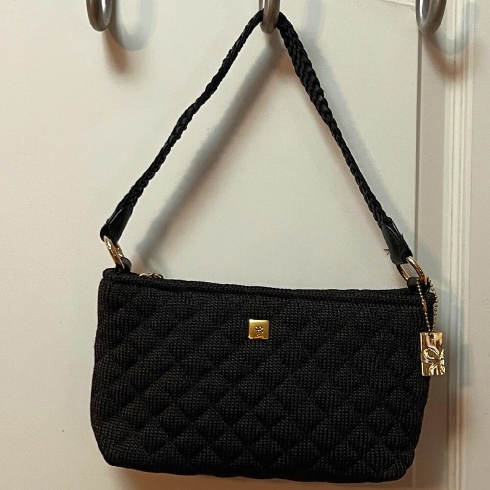 Lina crochet/knit small bag with waffle weave design. Brown